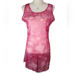 Absolutly Beach  Pink Sheer Mesh Overlay Dress Cover Up. M